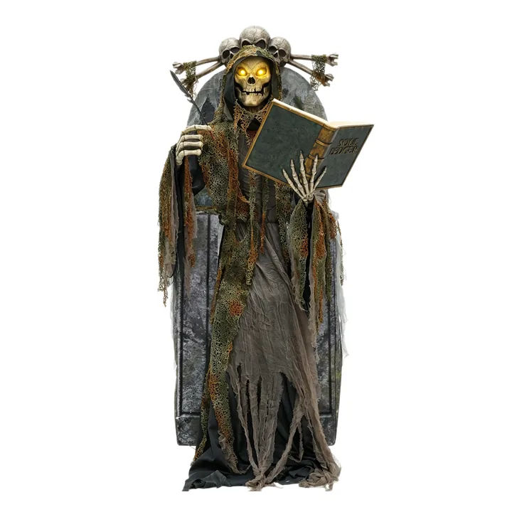 Large reading skeleton seasonal display prop